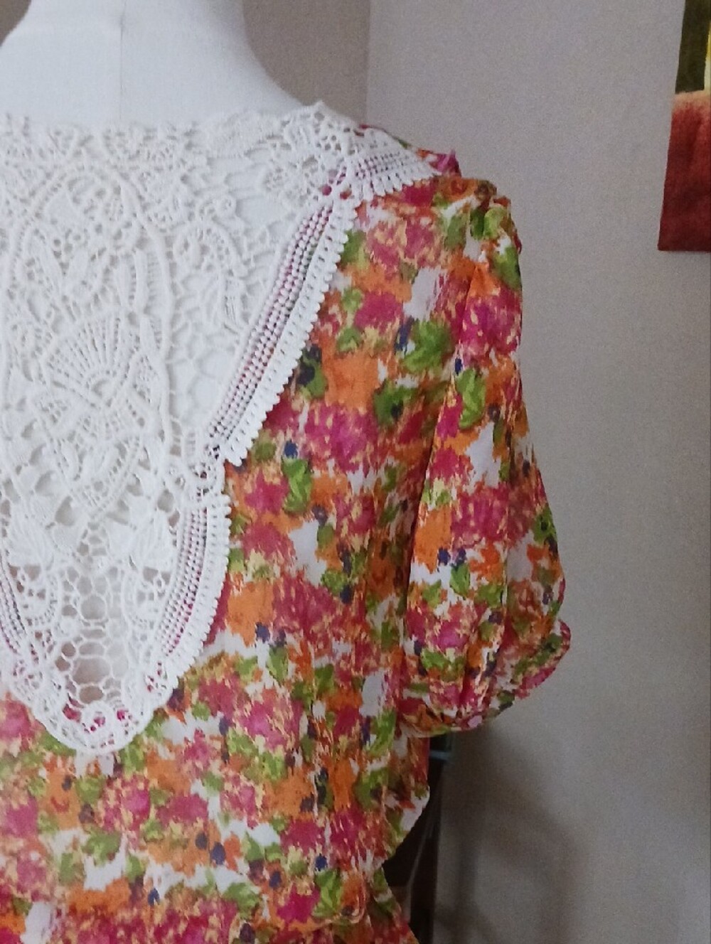 No Boundaries- Juniors Multicolor Floral Ruffle Blouse with Buttons - Picture 10 of 16